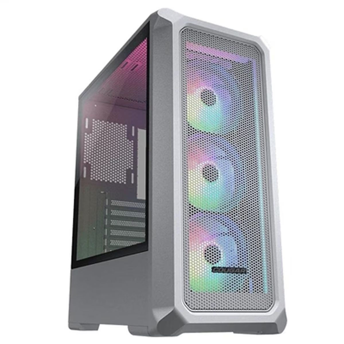 Carcasa ATX Semi-tower Cougar 385CC50.0004, alb, iluminare RGB, 7 sloturi de expansiune