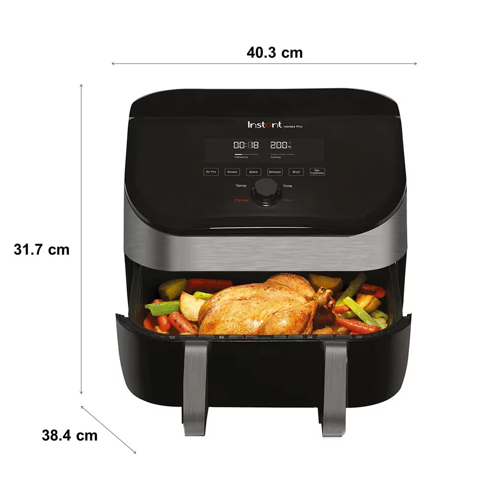 Friteuza cu aer cald, Vortex Plus 8.5 VersaZone Clear Cook 1700W, 6 functii, cosuri detasabile, SyncCook &amp; Finish, Instant Pot