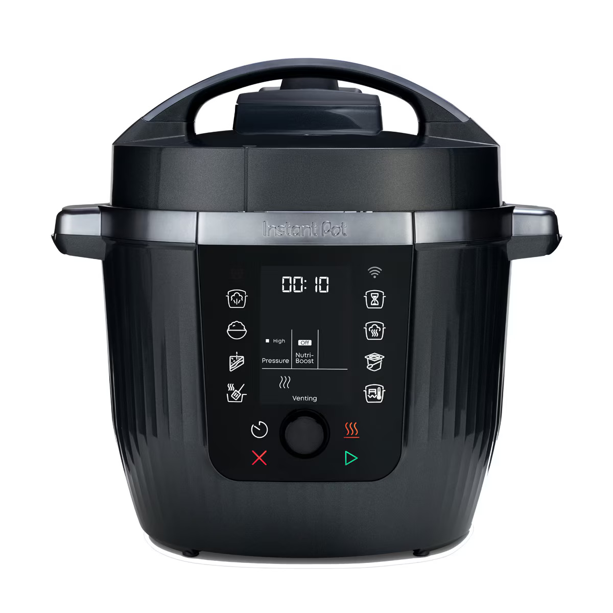 Multicooker Instant Pot, Pro Max, 1200W, 5.7 l, etans, cu control WiFi, 3 nivele de presiune, vas interior din otel inoxidabil cu manere, negru