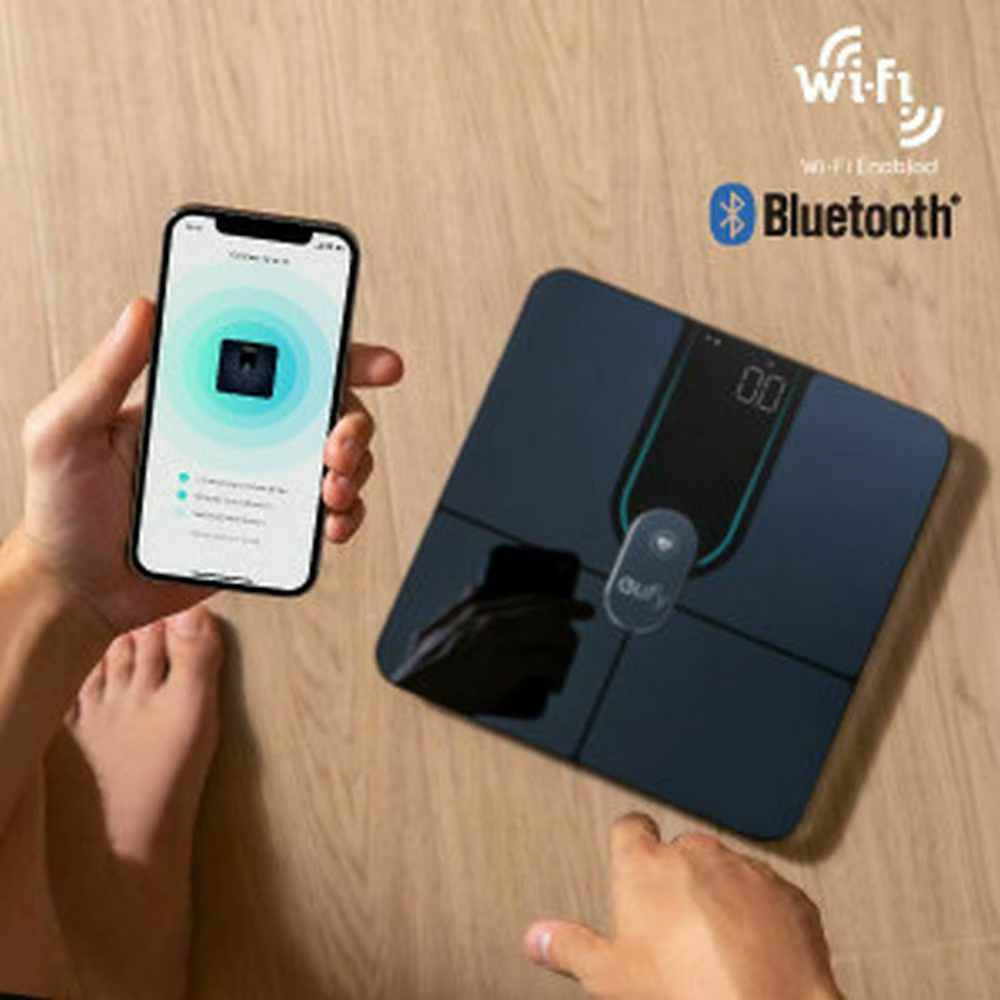 Cantar inteligent Anker Eufy P2 Pro T9149111,16 masuratori detaliate, compatibil cu Wi-Fi si Bluetooth, rezistenta la apa IPX5, negru