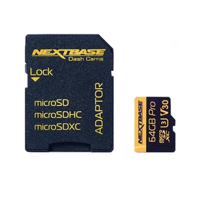 Card de memorie Nextbase micro SD 64GB U3 clasa 10+ Adaptor SD, compatibil camere auto DVR
