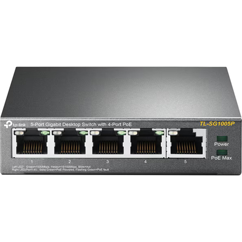 Switch TP-Link cu 5 Porturi Gigabit, 4 porturi PoE, TL-SG1005P