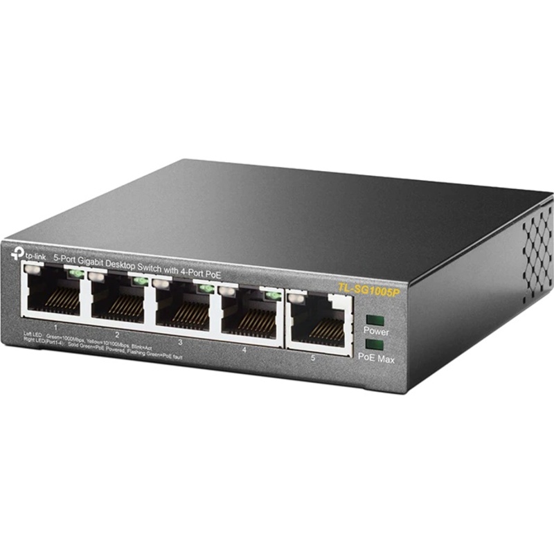 Switch TP-Link cu 5 Porturi Gigabit, 4 porturi PoE, TL-SG1005P