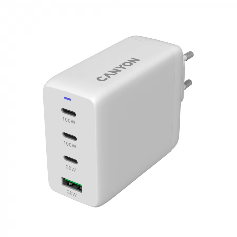 Incarcator retea CANYON CNS-CUW100ACC, 100 W, 3x USB Type-C PD, 1x USB QC Alb