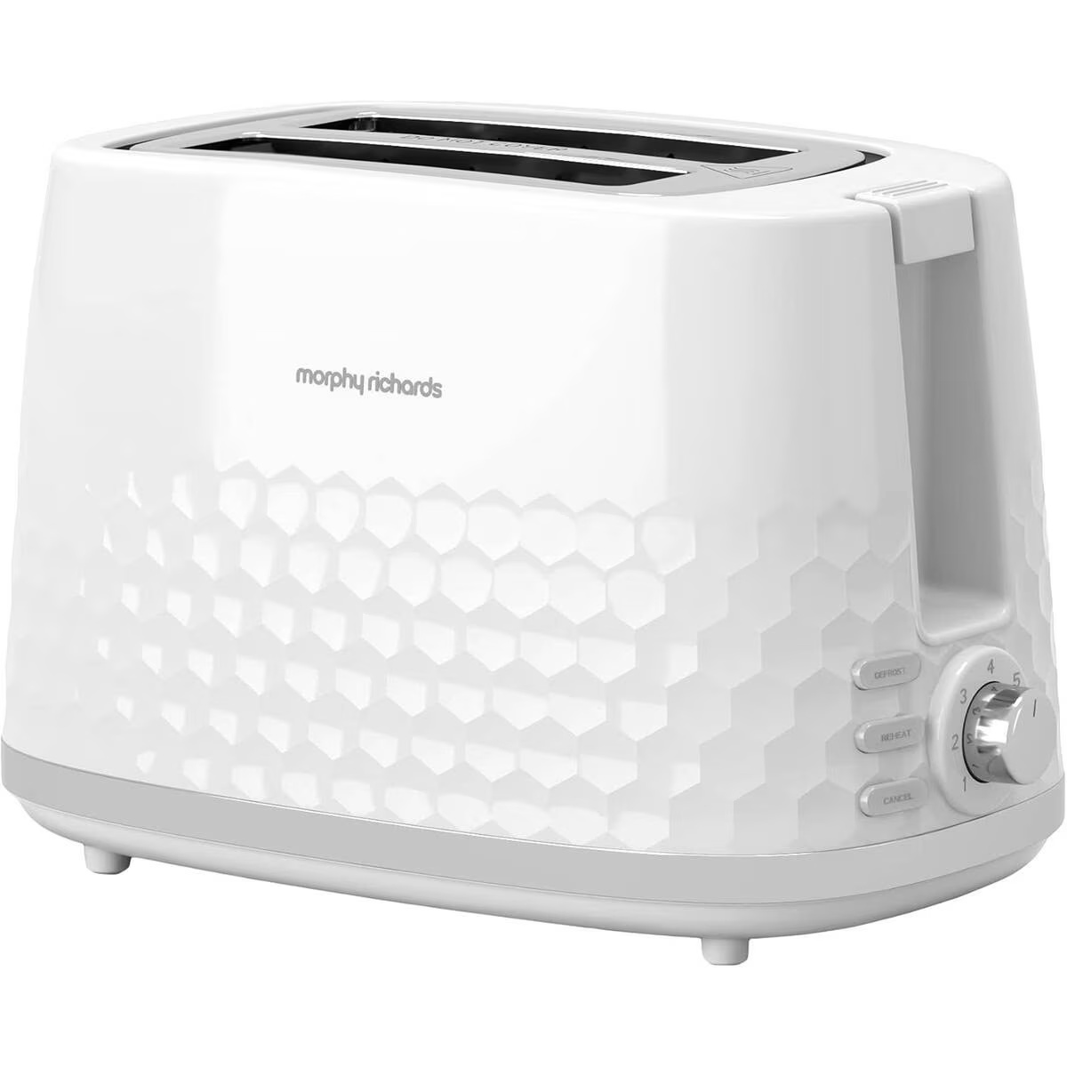 Prajitor de paine MORPHY RICHARDS, HIVE, putere 850W, 7 trepte de putere, compartimente pentru 2 felii simultan, functie de dezghetare, alb