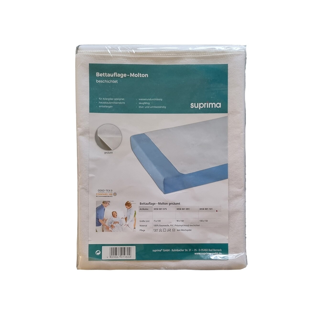 Cearceaf absorbant saltea, Suprima, Alb, 100 X 150 cm