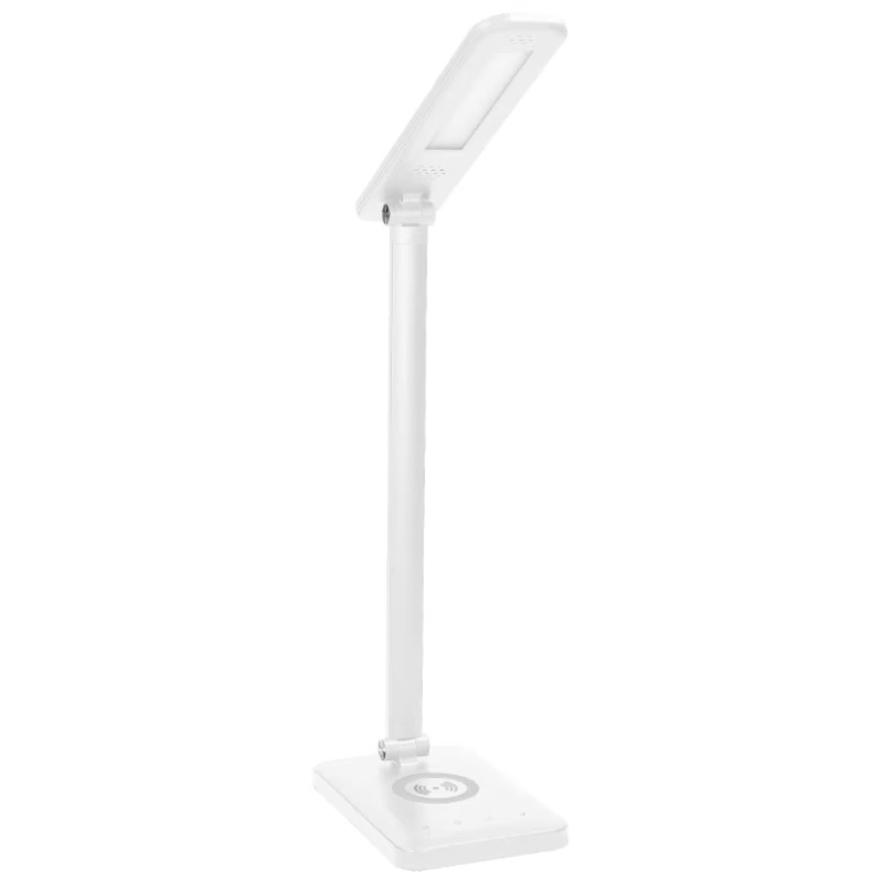 Lampa de birou Virone Isiyo DL-5/W, 7W, 390 lm, incarcator wireless, port USB, dimmer, 3000/4000/6000K, Aluminiu, Alb, Clasa energetica G
