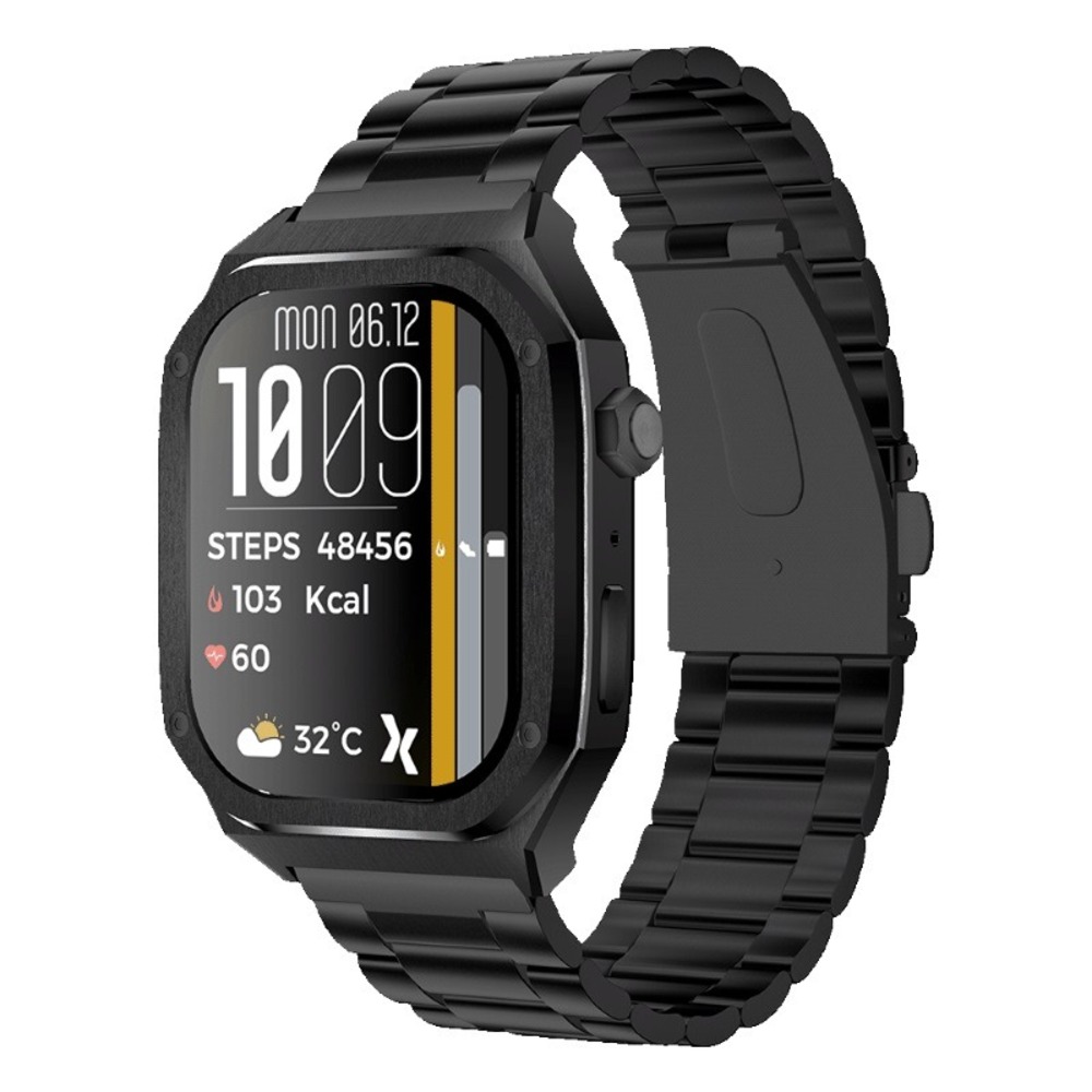 Ceas Smartwatch Maxcom FW65 Iron S, ecran 1.95” AMOLED, rezolutie 410×502, 340 mAh, Apeluri, Notificari, Incarcare Rapida, Rezistent apa si praf, Ideal Pentru Monitorizarea Sanatatii, peste 70 de Moduri Sport, 2 bratari incluse, Negru