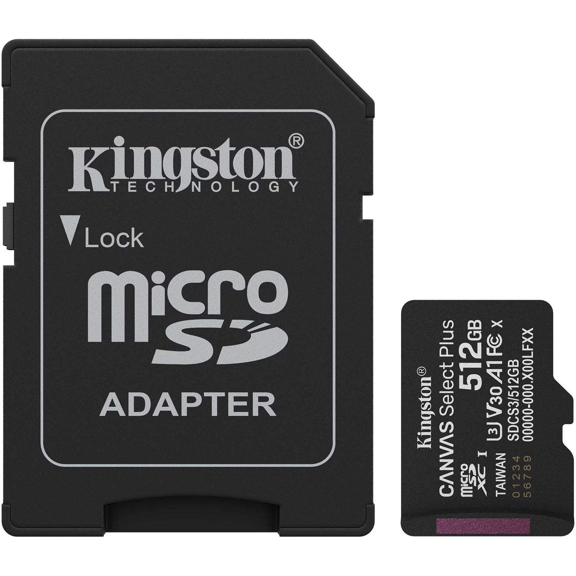 Card de Memorie MicroSDXC Kingston, 512GB, Canvas Select Plus, Clasa 10 UHS Performance,U1, V10, Cu adaptor