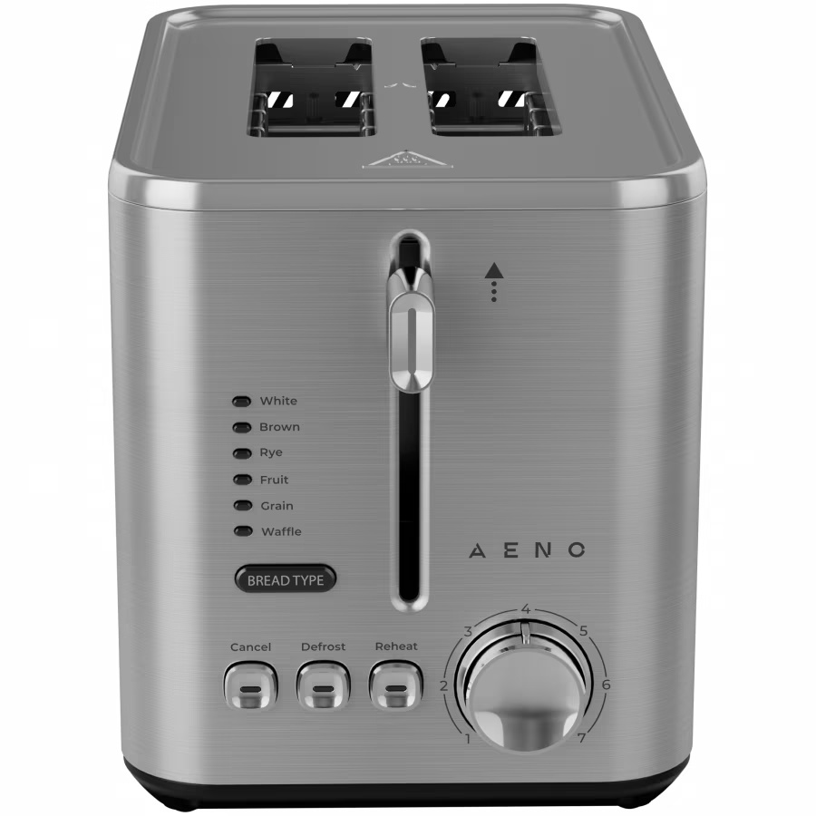 Prajitor de paine Aeno ATS0003, 950 W, 2 felii, 7 niveluri de prajire, Inox