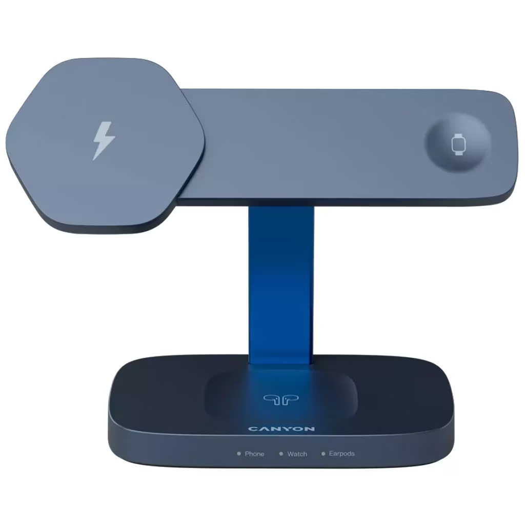 Statia de incarcare wireless Canyon Hexagon 310 3in1, 15W albastru