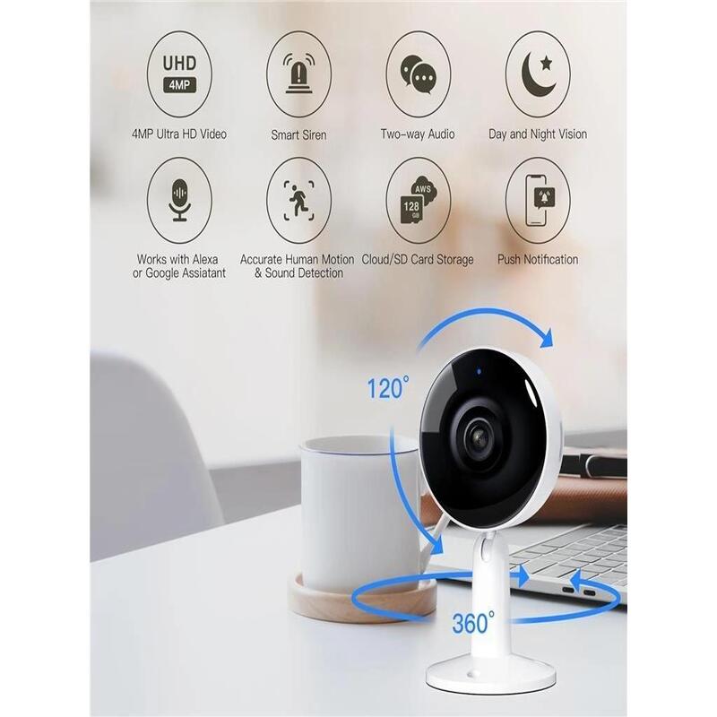 Camera IP de Supraveghere de Interior Arenti IN1Q Wi-Fi 4MP 2.5K Alb