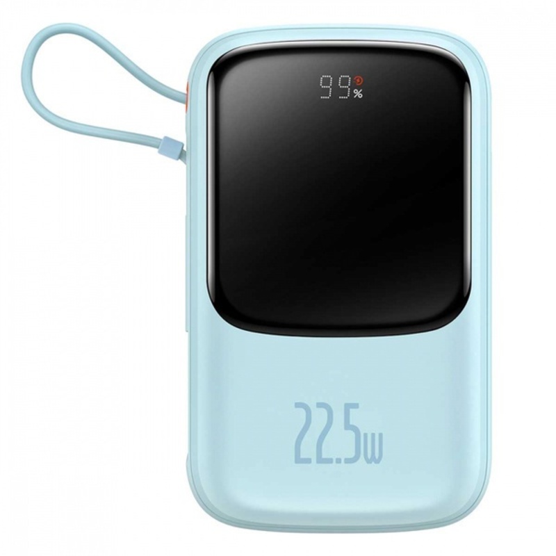 Power bank Baseus, 20000mAh, 22.5W, 2 x USB Type-C output/input, 1 x Lightning, 1 x USB, include cablu USB la USB Type-C 30cm, albastru