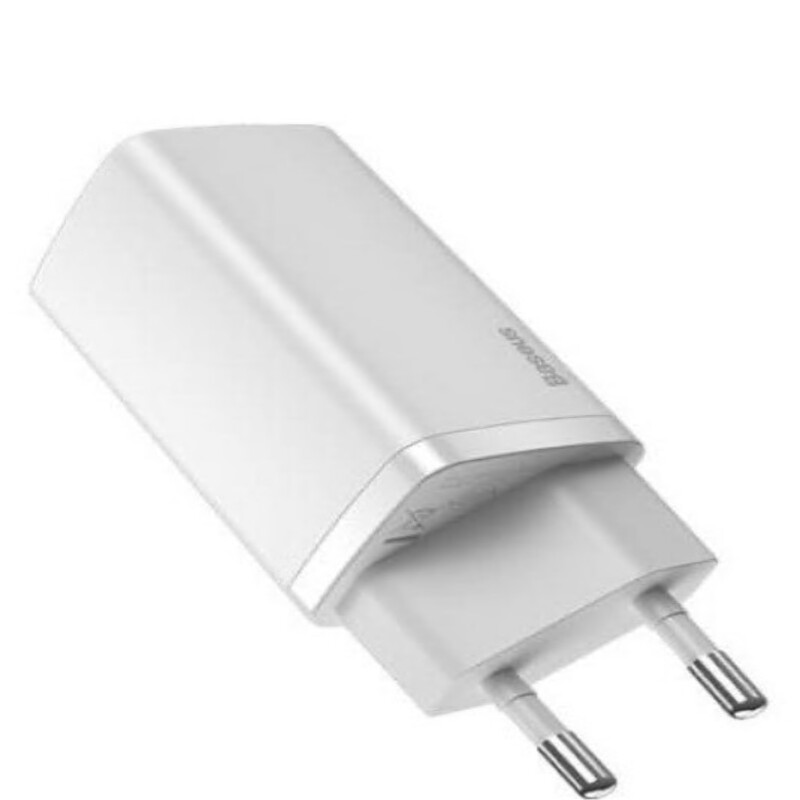 Incarcator Retea Baseus GaN2 Lite Dual Port Type-C, USB, Quick Charger, 65W White