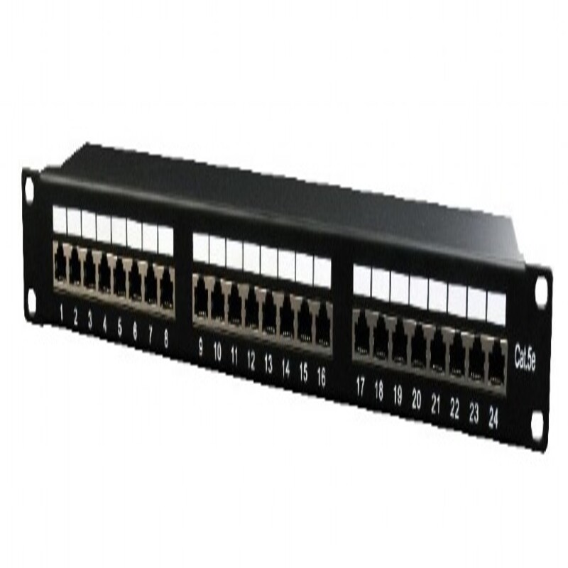 PATCH PANEL GEMBIRD 24 porturi, Cat5e, 1U pentru rack 19", black, "NPP-C524-002"