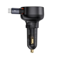 Incarcator Auto Baseus C00057800111-00, 60W, Cablu Retractabil, Negru