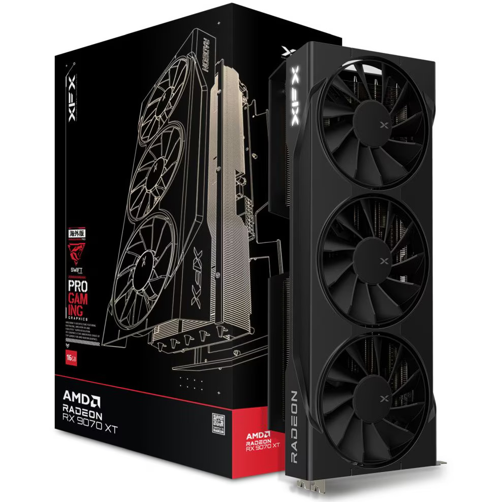 Placa video XFX Swift AMD Radeon RX 9070XT Triple fan Gaming Edition, 16GB GDDR6, 256-bit
