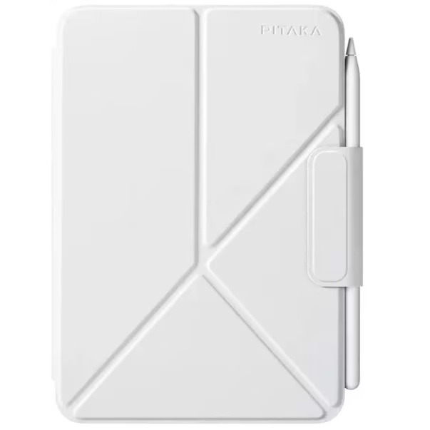 Husa de protectie Pitaka pentru iPad Mini 6/Mini (A17 Pro) MagEZ Folio 2, Alb