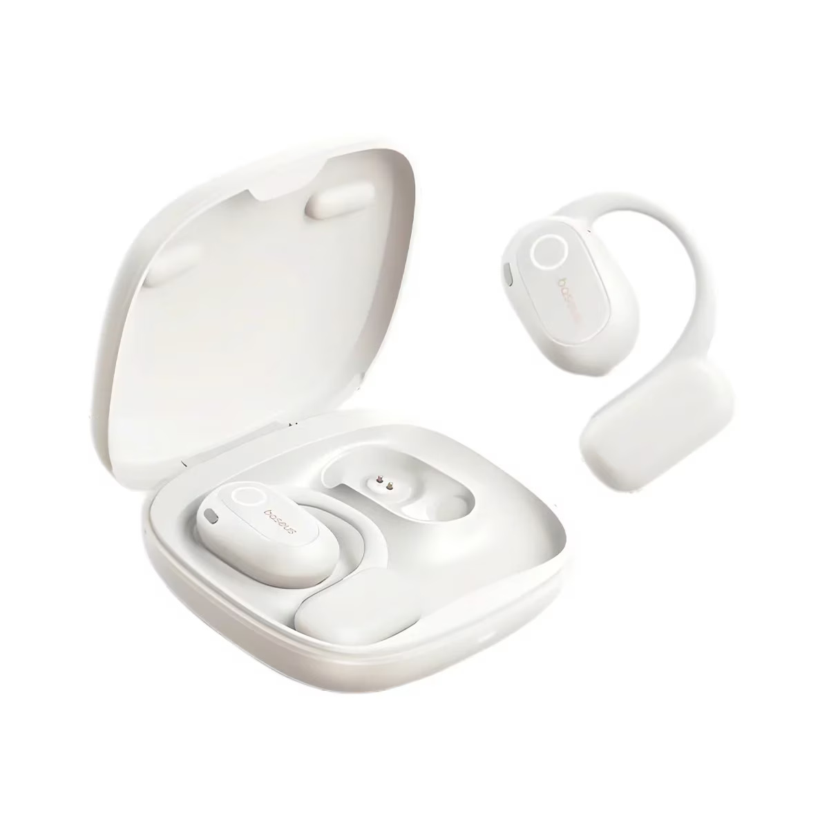 Casti True Wireless Baseus Bowie MF1 Open-Ear, Autonomie 60 de ore, IPX4, Bluetooth 5.4, Alb