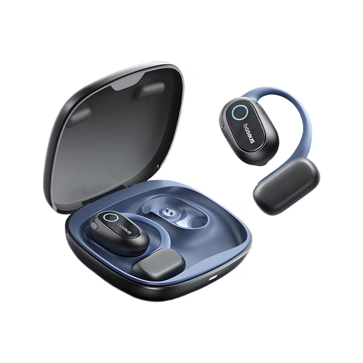 Casti True Wireless Baseus Bowie MF1 Open-Ear, Autonomie 60 de ore, IPX4, Bluetooth 5.4, Negru
