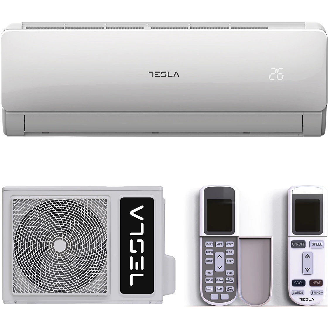 Aparat de aer conditionat Tesla 12000 BTU, Clasa A++, Functie incalzire, Functie Turbo, I Feel, Functie Antifungica, Autocuratare, Timer, Filtru lavabil, Carcasa anti-rugina, Inverter, R32, Kit instalare, TA36FFLL-1232IAPC