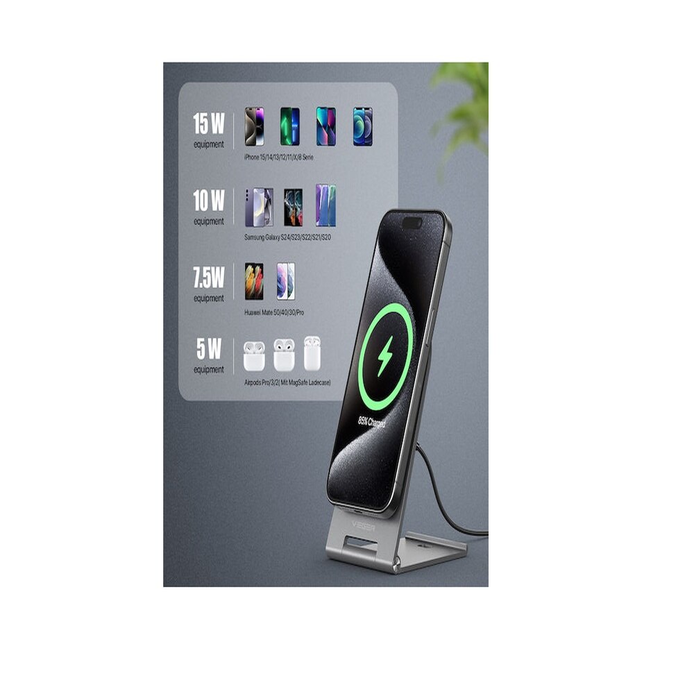 Incarcator wireles 15W, pliabil ultra-subtire, negru