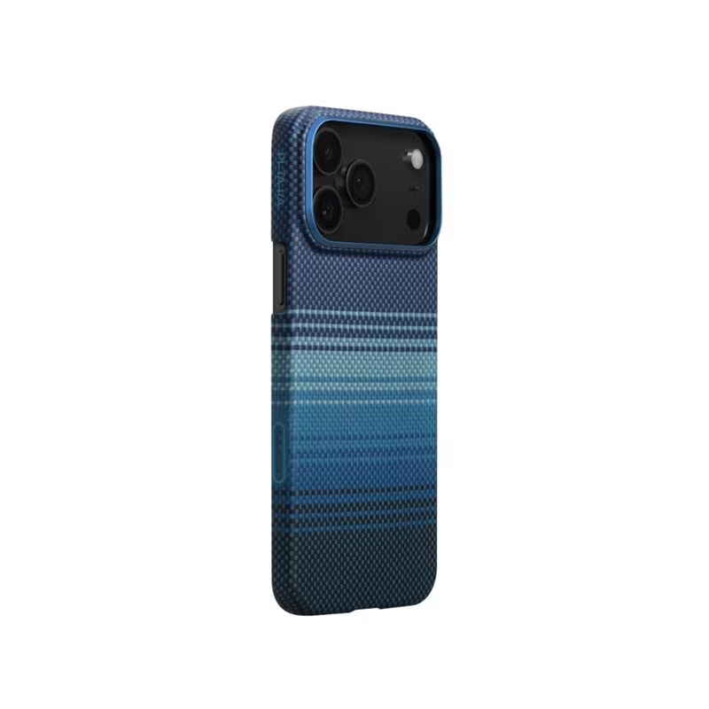 Carcasa Pitaka Ultra Slim Moonrise cu Magnetic Ring compatibila cu iPhone 17 Pro, Albastru