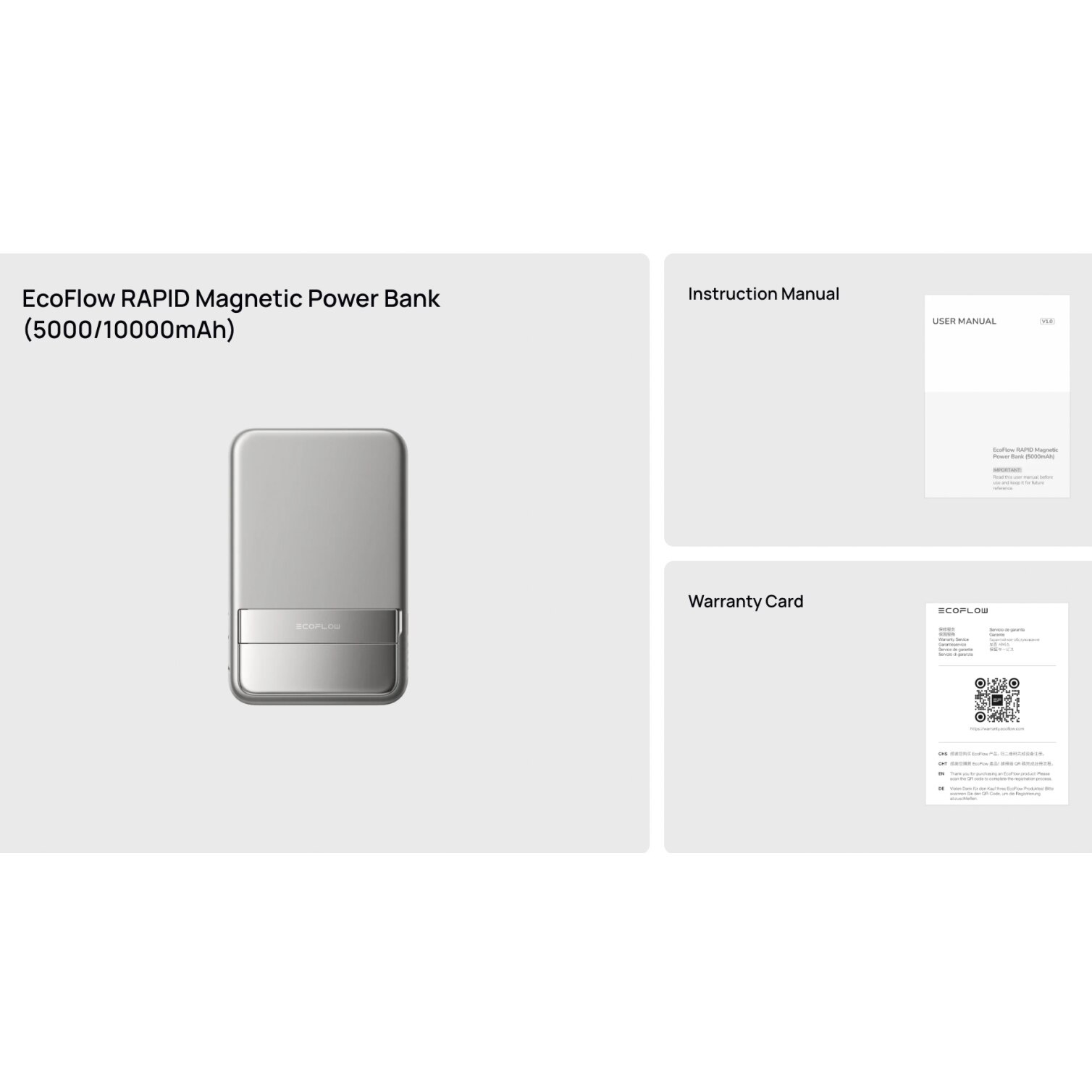Baterie externa EcoFlow Rapid MagSafe Qi2 10000 mAh, Negru