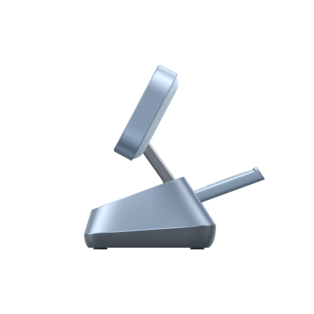 Incarcator wireless magnetic Ugreen 3-in-1 MagSafe Qi2 25W, Albastru
