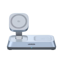 Incarcator wireless magnetic Ugreen 3-in-1 MagSafe Qi2 25W, Albastru