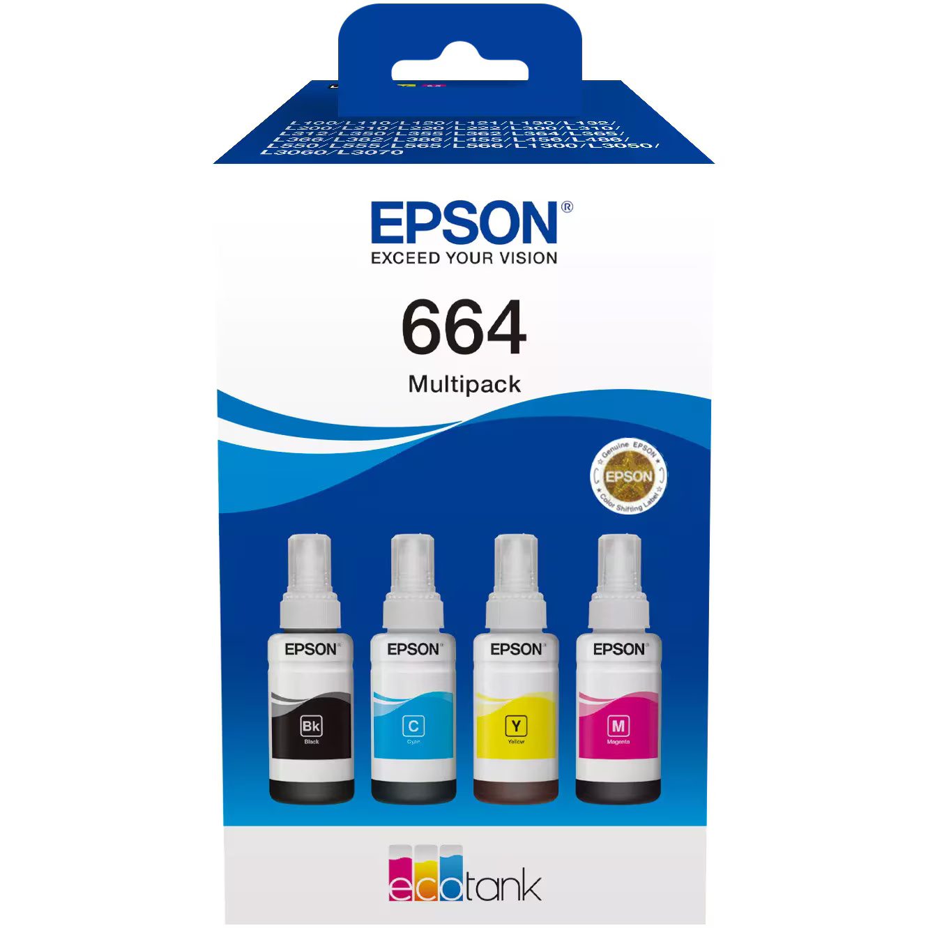 Multipack Epson 664 EcoTank 4 Culori, Negru, Cyan, Galben, Magenta (280 ml)