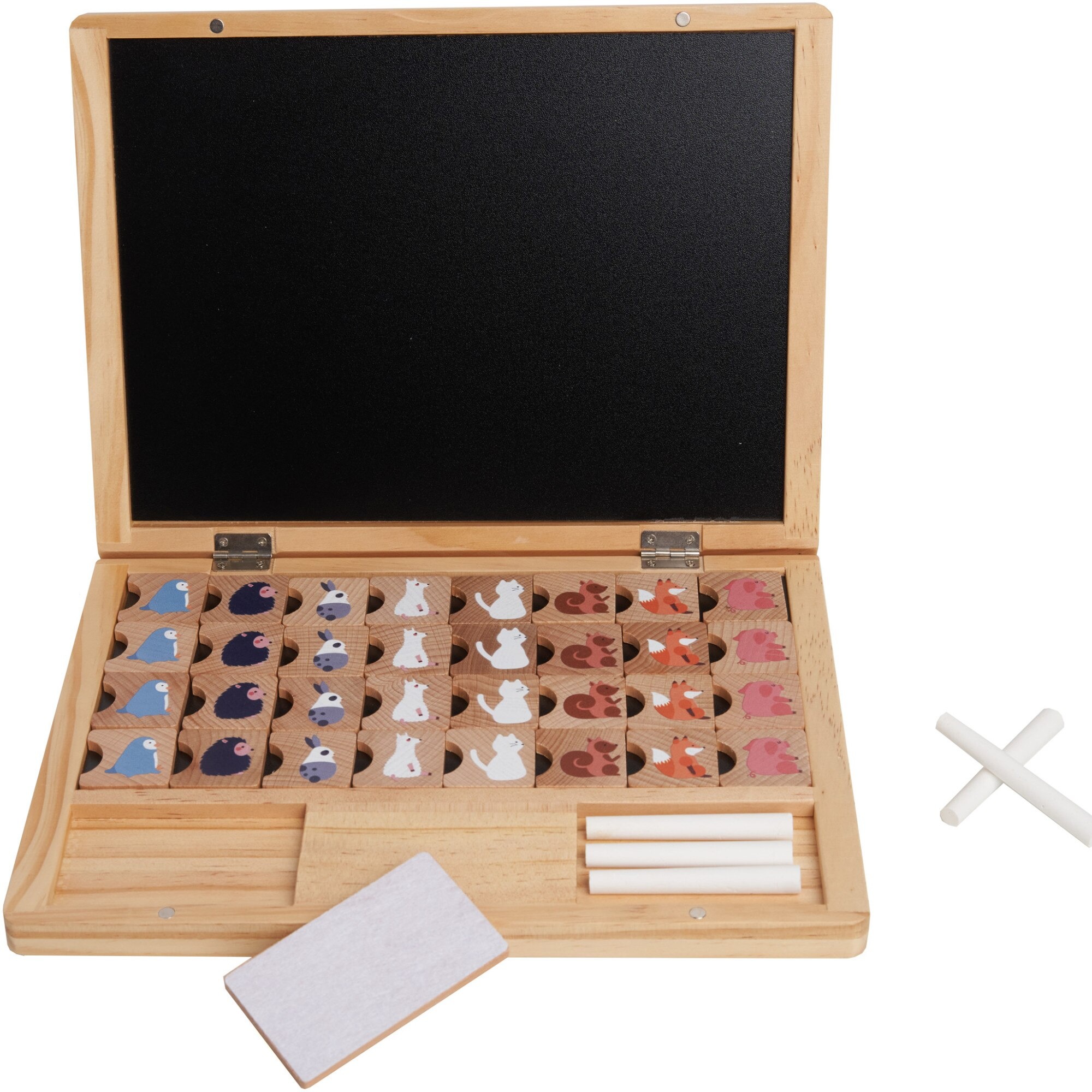 Joc educativ Momki - Tabla din lemn, 39 piese