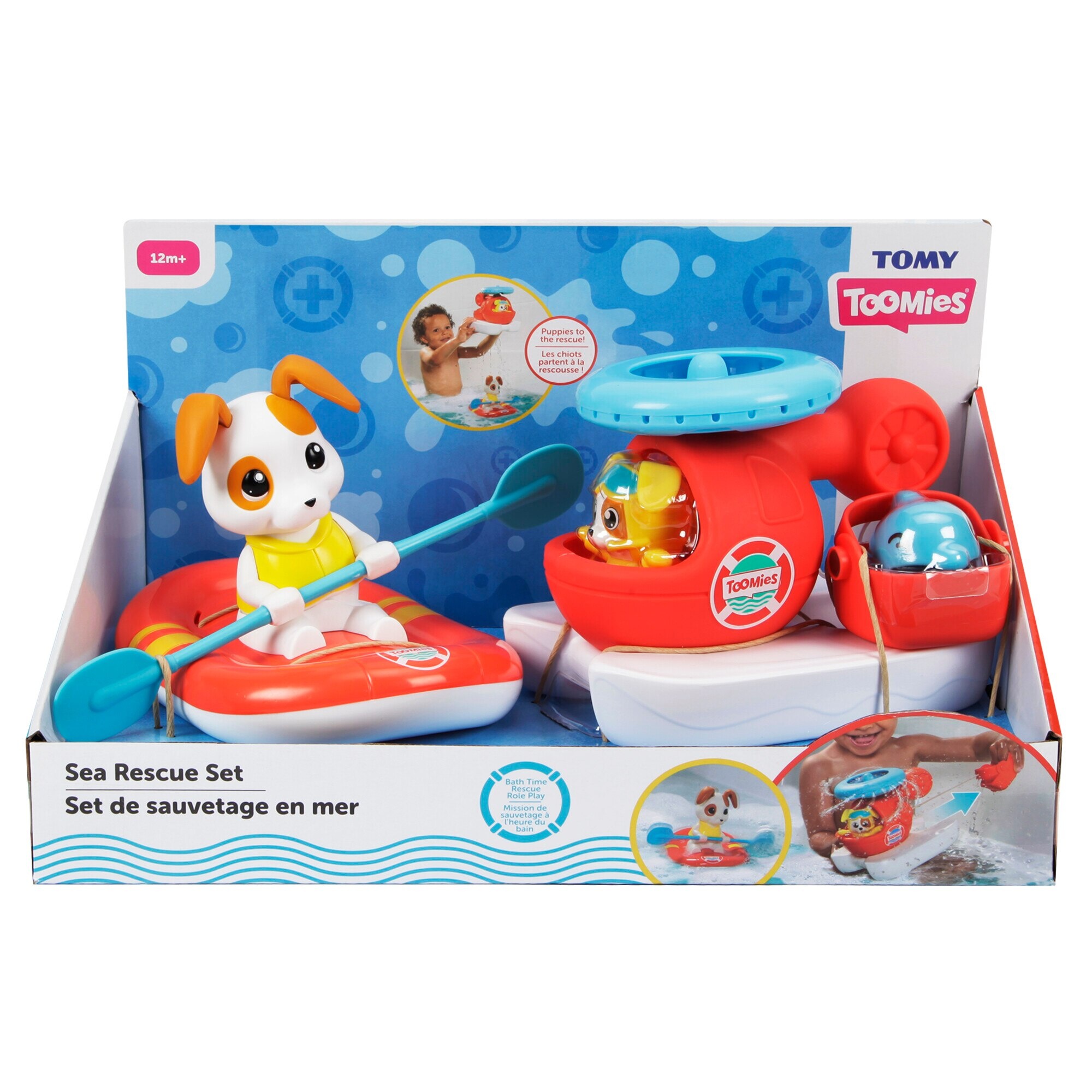 Set jucarii de baie Tomy - Elicopter si barca de salvare