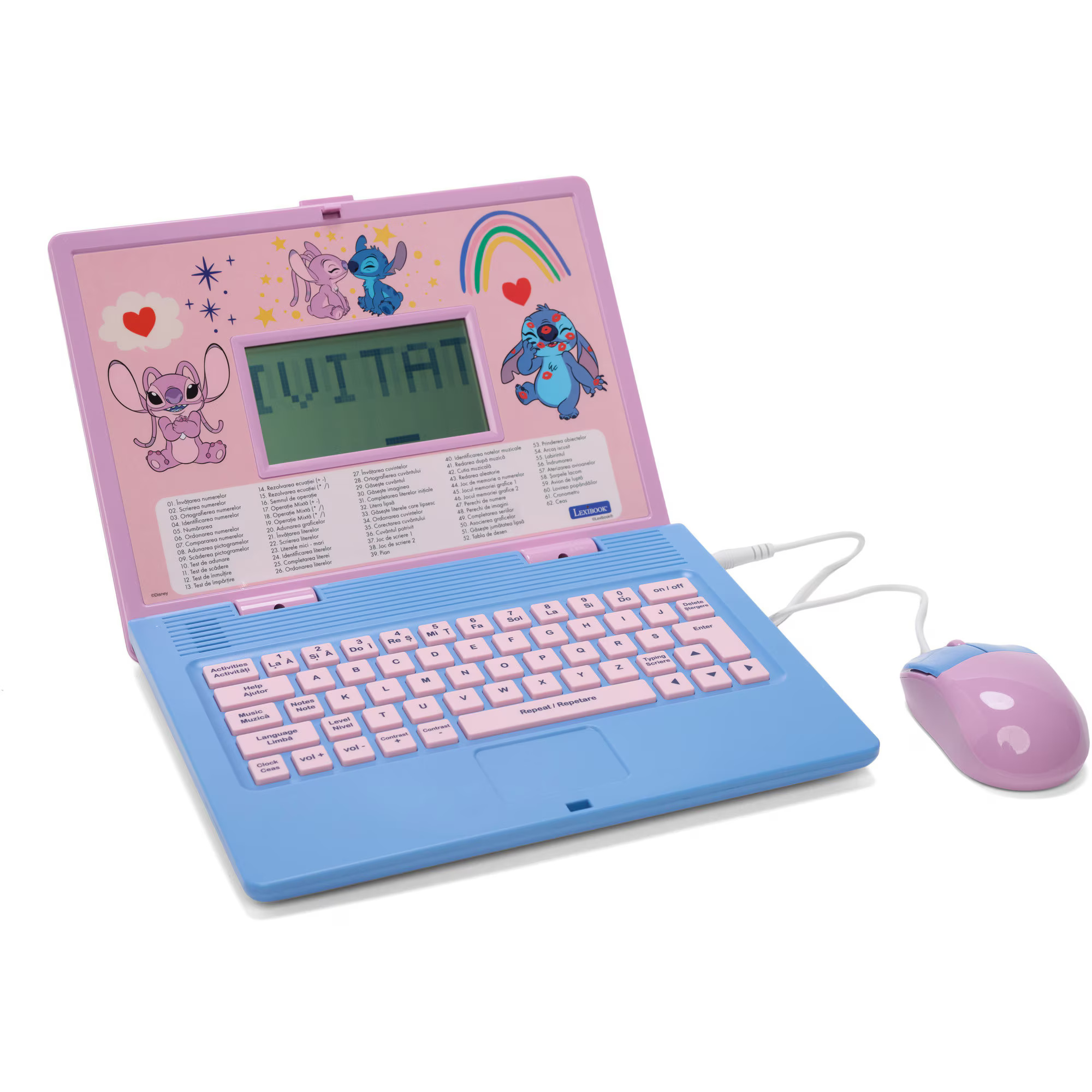 Laptop educational Lexibook - Disney Stitch, bilingv EN/RO, 124 activitati