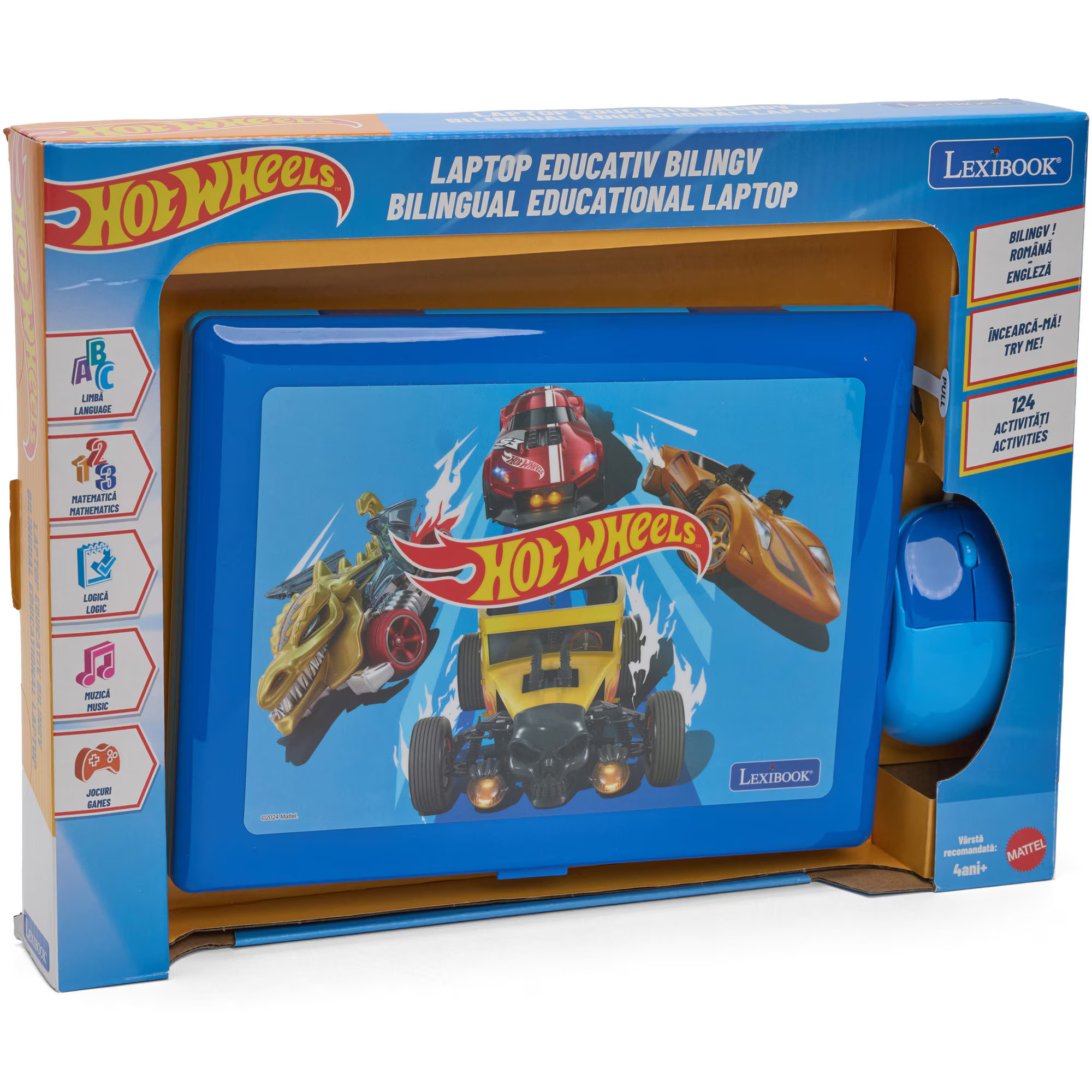 Laptop educational Lexibook - Hot Wheels, bilingv EN/RO, 124 activitati