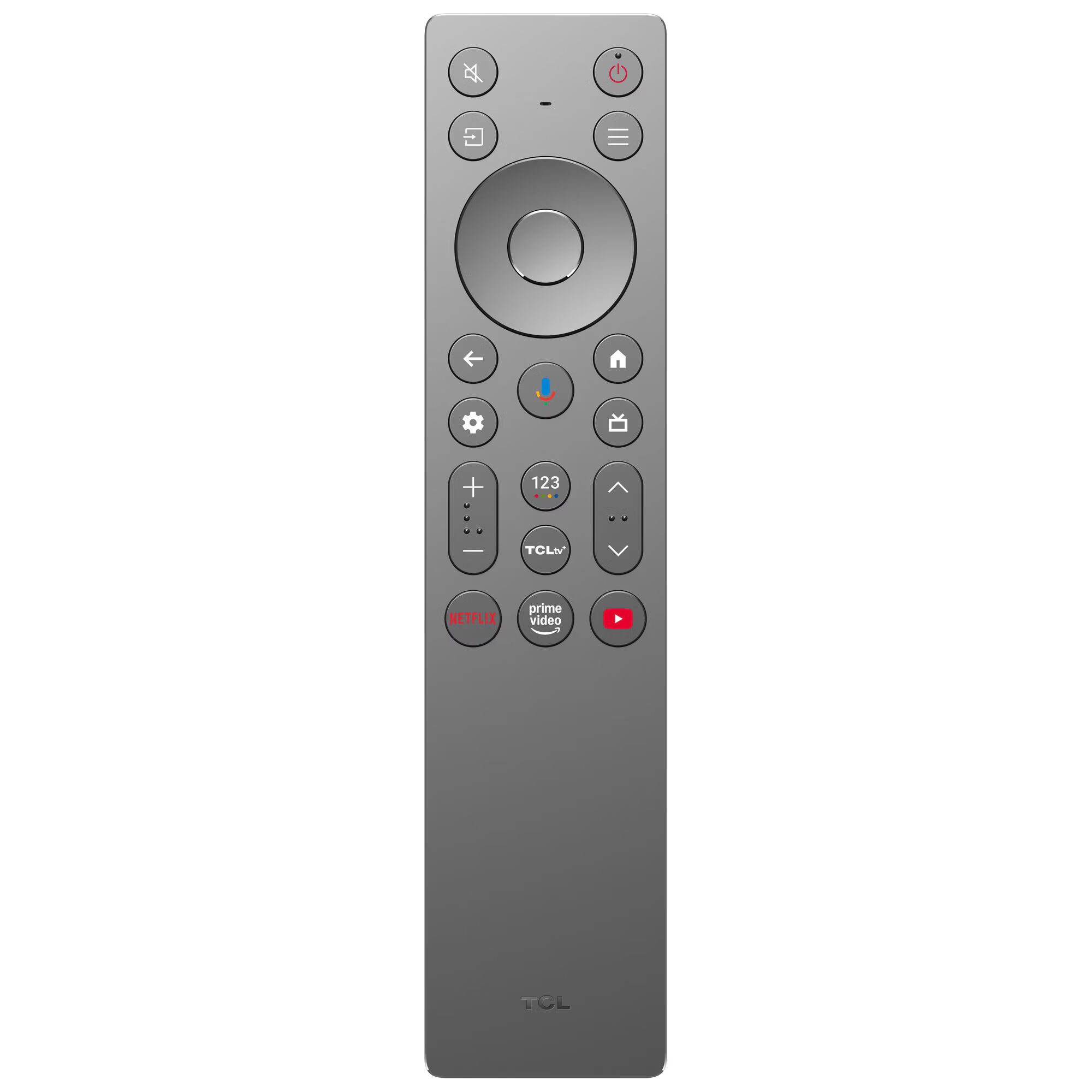 Telecomanda televizor TCL RC933A, SMART, Google Assistant, Netflix, Prime Video, Youtube, TCL Channel, din Aluminiu, Argintiu