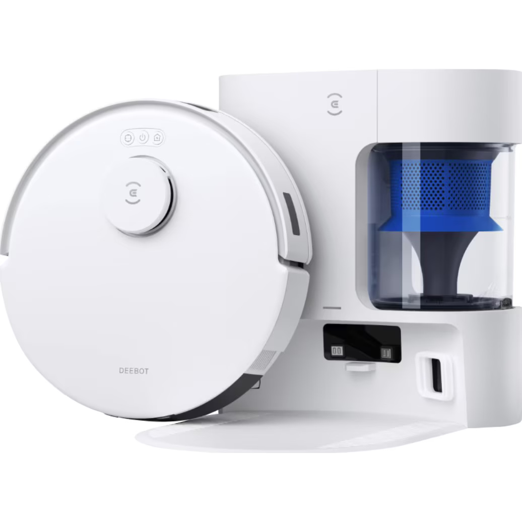 Aspirator robot Ecovacs DEEBOT N20 Plus, aspirator si mop, autonomie 300 min, recipient praf 0.4L, statie auto curatare Pure Cyclone, alb