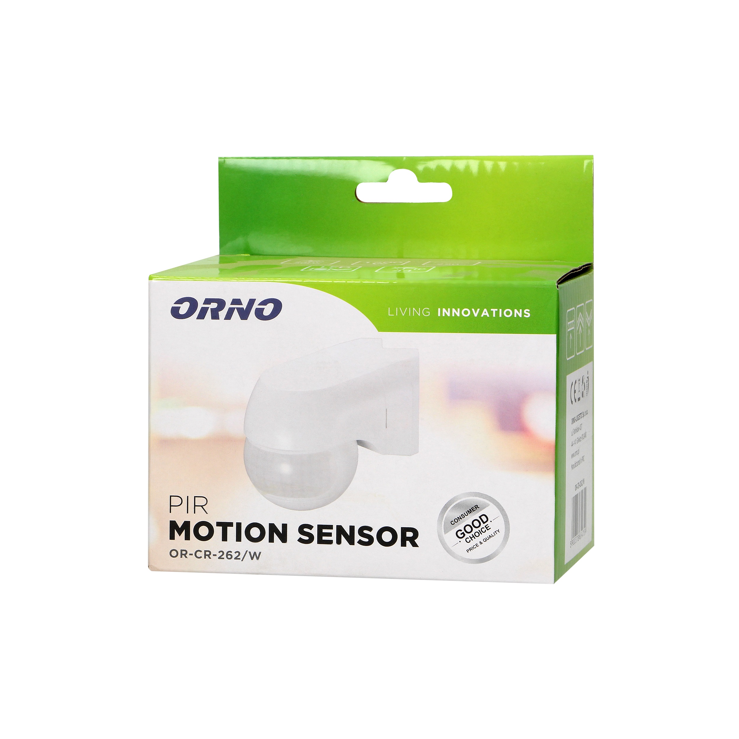 Senzor de miscare ORNO OR-CR-262/W, unghi detectie 220°, 1200W, IP44, reglarea intensitatii luminii, reglabil vertical si orizontal, alb