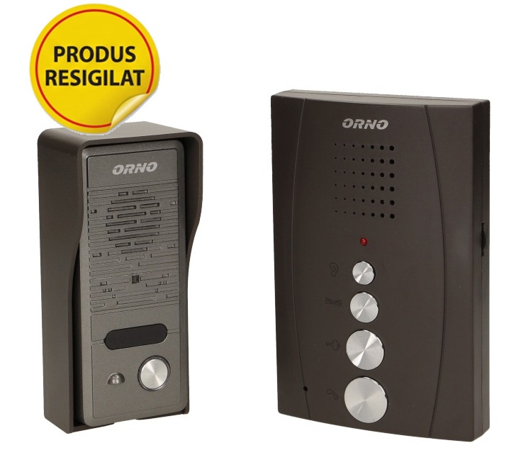 RESIGILAT - Interfon pentru o familie ELUVIO ORNO OR-DOM-RE-914/B, control automat al portilor, ultra-slim, negru