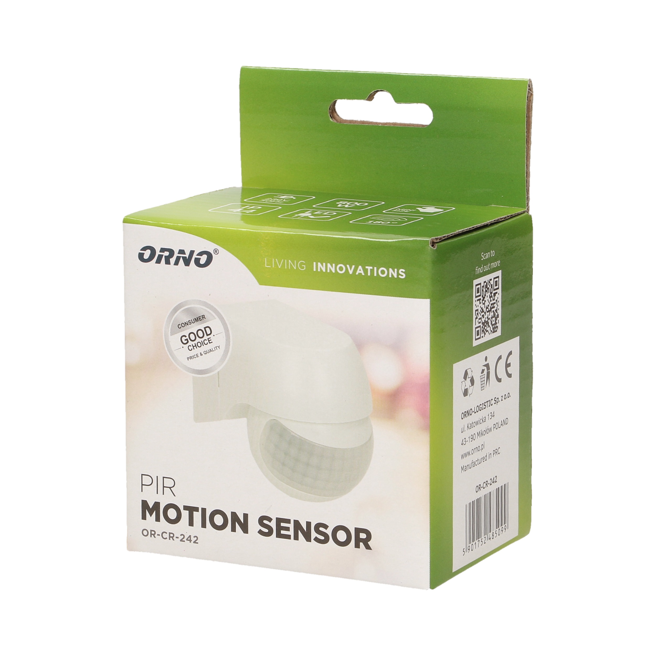 Mini senzor de miscare ORNO OR-CR-242, reglabil vertical si orizontal 180 °, IP44