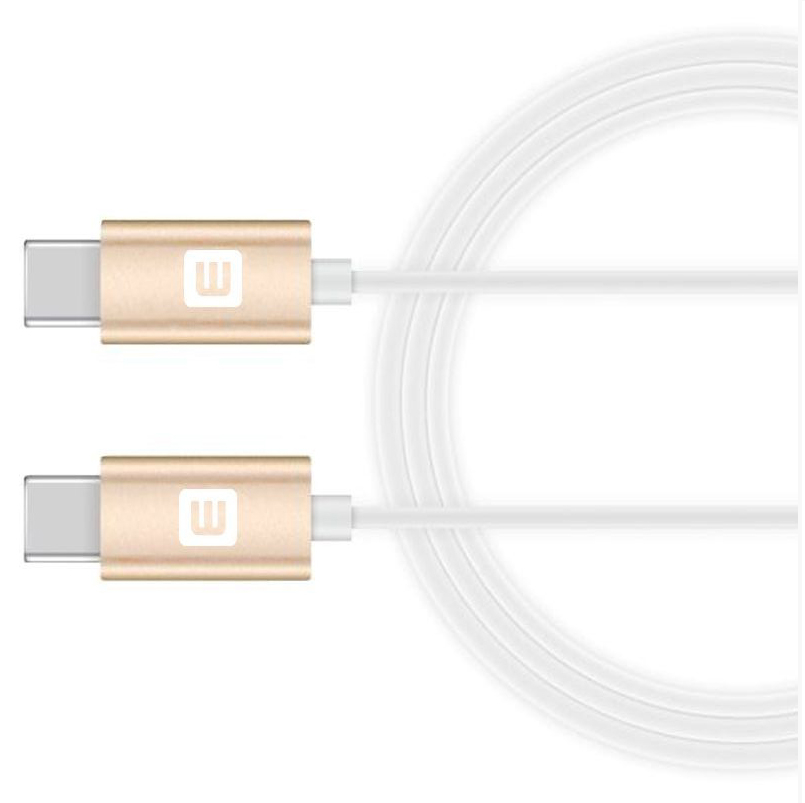 Cablu de date/incarcare Evelatus TPC03, USB C - USB - C, lungime 1 m, alb/auriu