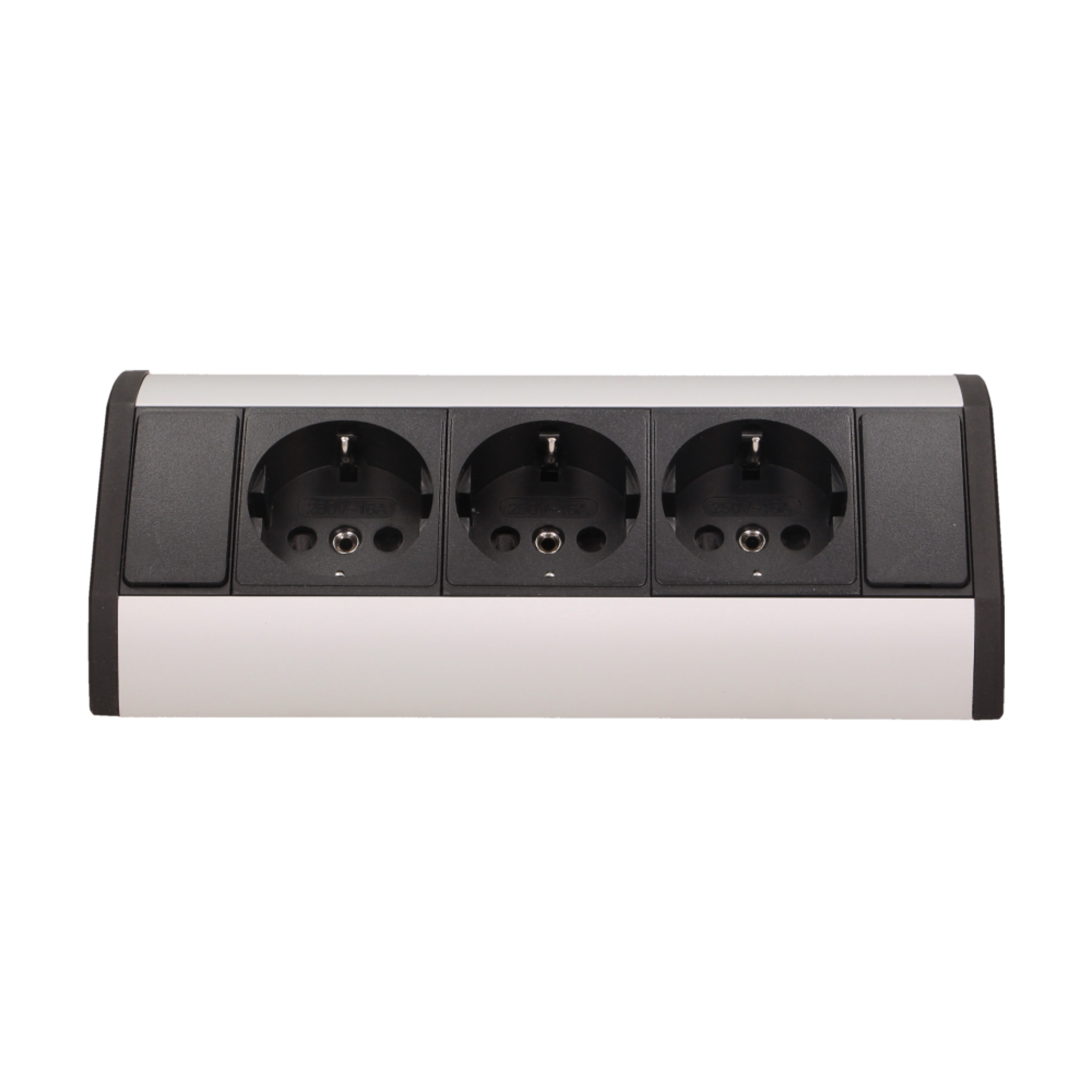 Priza pentru mobilier ORNO OR-GM-9001/B-G(GS), 16A, 3680W, 3 prize Schuko, lungime cablu 0.6 m, negru/argintiu