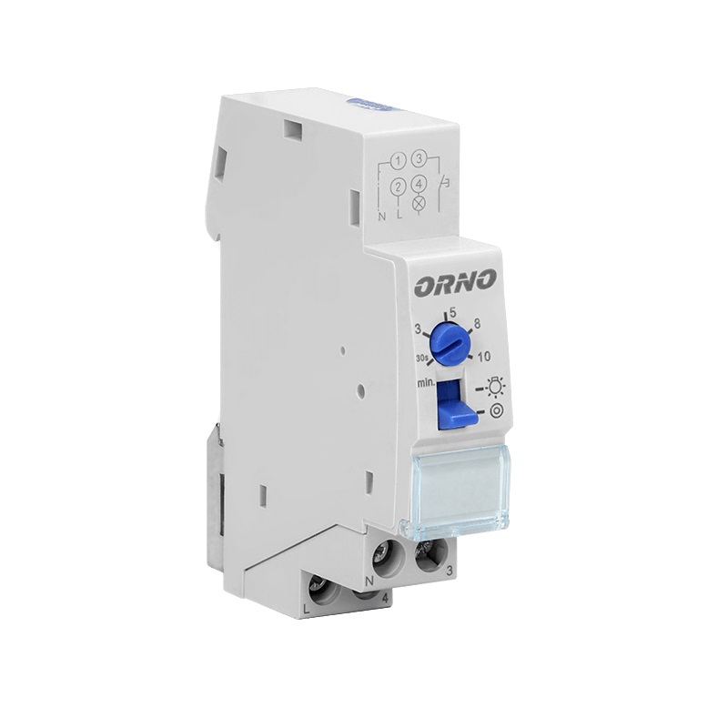 Releu control iluminare scara ORNO OR-CR-230, 2300 W, 10 A, IP20, instalare 3 sau 4 fire, DIN TH-35mm