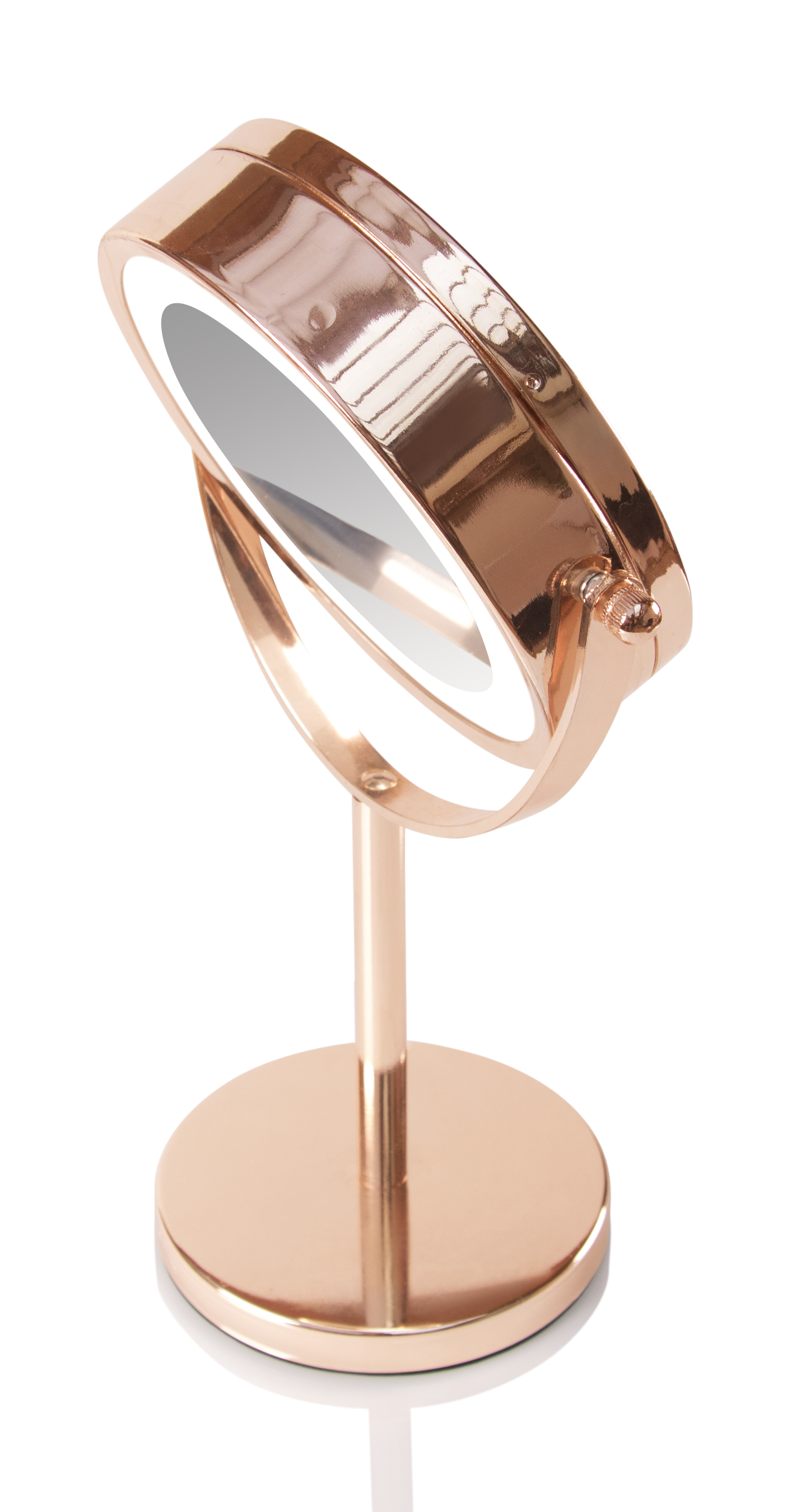 Oglinda pentru cosmetica si machiaj iluminata LED RIO MMST, rotire 360°, zoom 1x/5x, 4 x AAA, roz