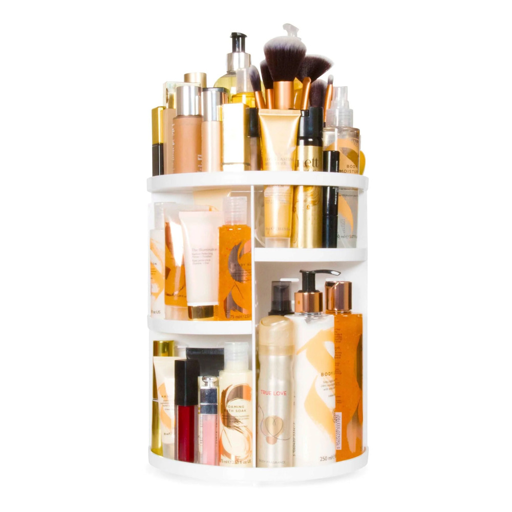 Organizator pentru cosmetice RIO CSST, rotire 360°, 6 rafturi reglabile, 30 x 22.9 x 22.9 cm, alb