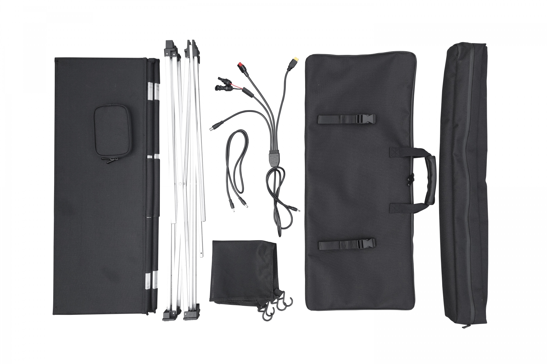 Masa de camping cu incarcare solara Technaxx TX-252, 60 W, dimensiune 80.5 x 66 x 56 cm, pliabila, 2xUSB-A, 1xUSB-C, 1xDC5521, negru