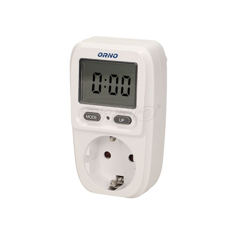 Priza cu contor de energie ORNO OR-WAT-419(GS), 16A, 230V, afisaj LCD, alb