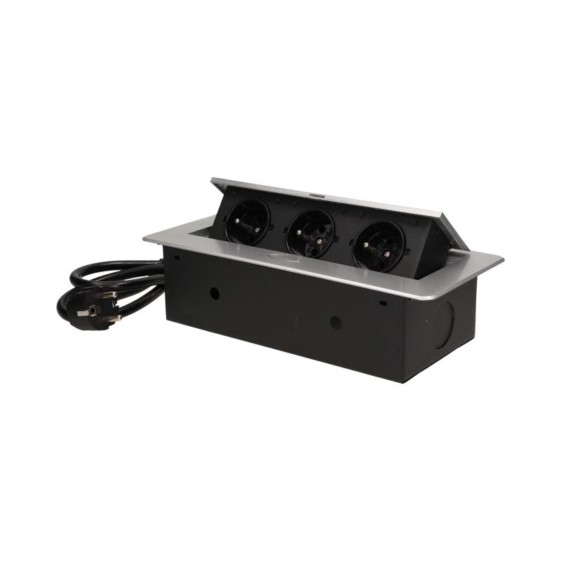 Priza schuko ORNO OR-AE-1337/G(GS), incastrabila, 230V, 2500W, cablu 1.5 m, argintiu