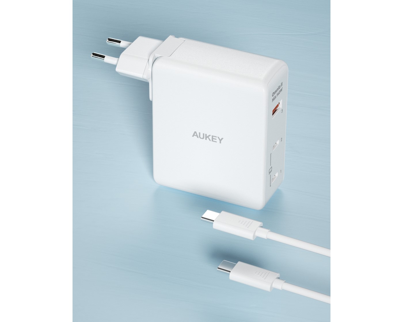 Alimentator retea Aukey, PA-B7O WH, 140W, fast charge, 2 x USB-C, 1 x USB-A, alb