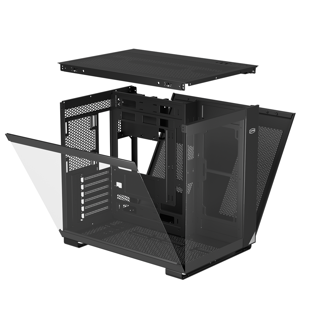 Carcasa PCCOOLER, Middle Tower, ATX, fara sursa, sticla securizata, negru, USB 3.2 gen 1 x 2, USB Type-C x 2, mic, audio